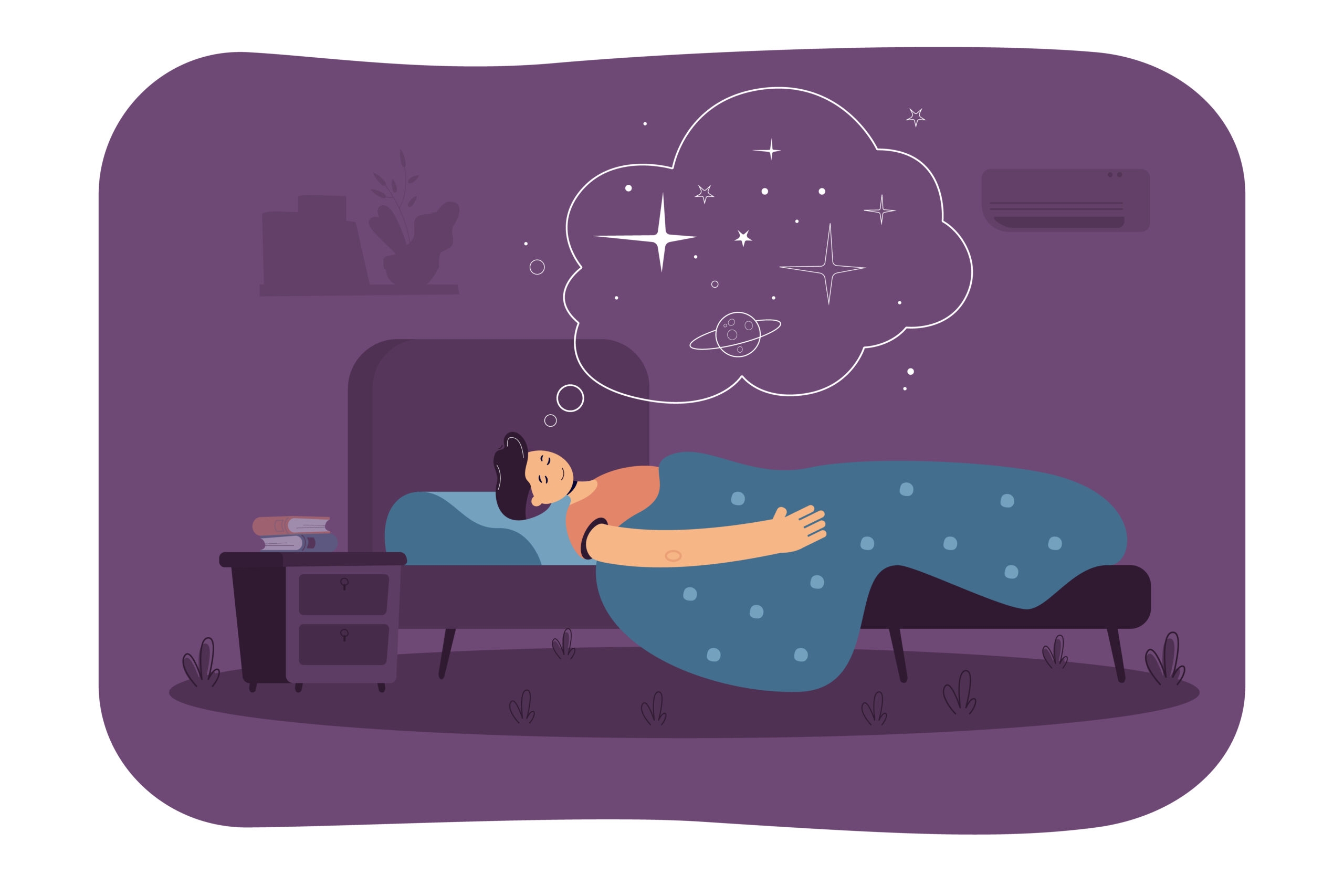 A peaceful man sleeping illustrated