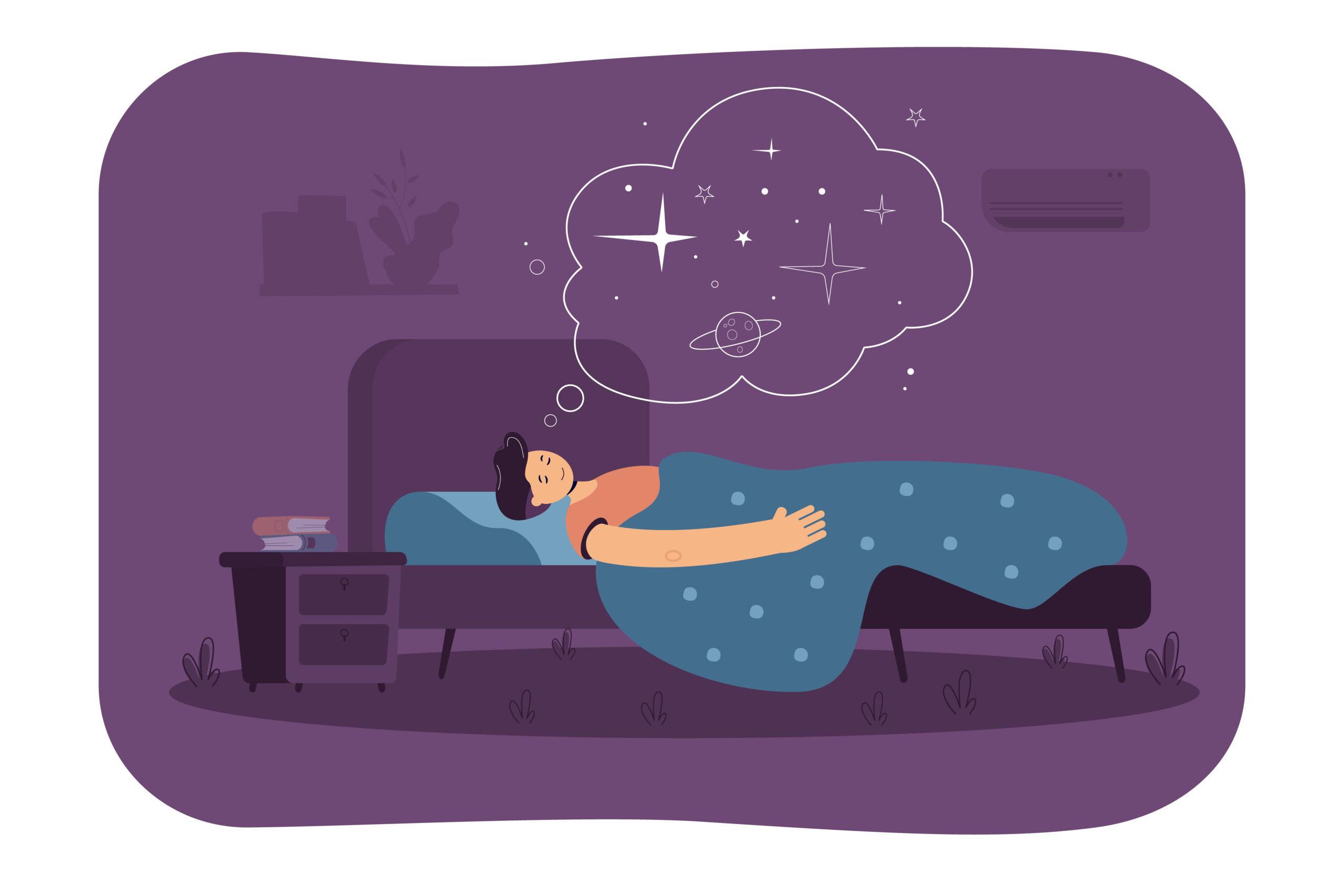 A peaceful man sleeping illustrated